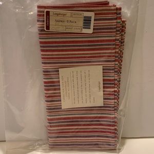 NWT LONGABERGER 2 PACK MARKET STRIPE NAPKINS.